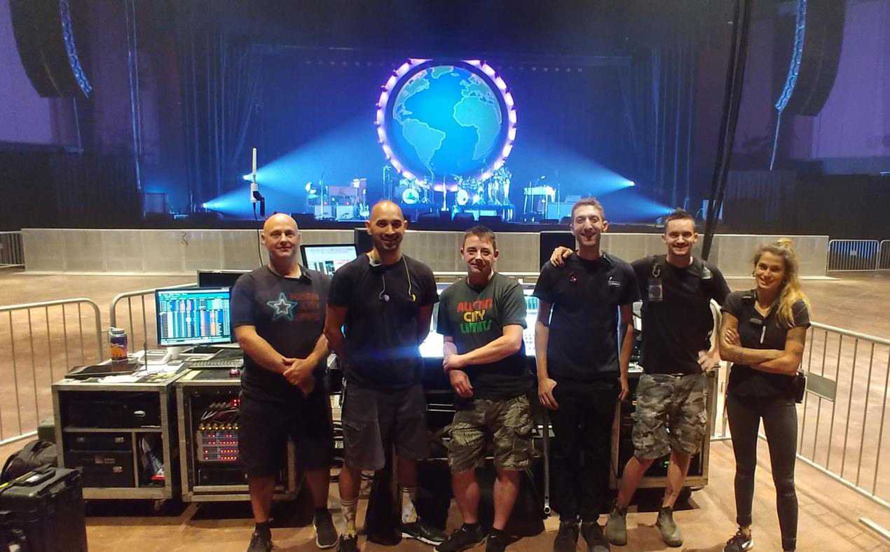 Vampire Weekend’s audio crew - Fred Cantin, Matt Andrade, Neil Heal, Justin Stiepleman, Ben Malone, and Nikki Berna