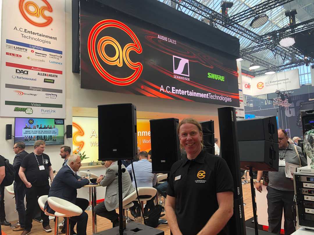 Dave Ball on the AC-ET stand at PLASA 2019