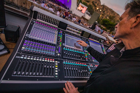 Fred Vogler, principal sound designer and mixer for the Los Angeles Philharmonic, at the Hollywood Bowl’s new DiGiCo SD7 Quantum FOH console