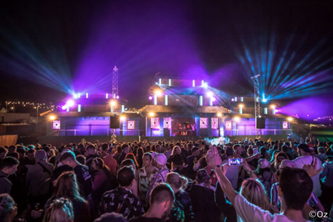 The main Pagoda Plaza outdoor stage at Boomtown