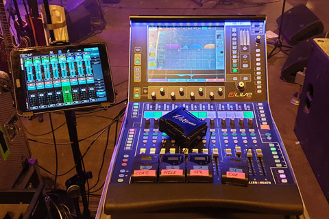 A compact dLive Wings system handled monitor duties