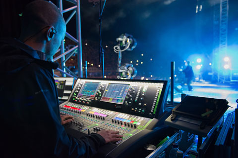 An Allen & Heath dLive mixing system covers FOH and monitor duties