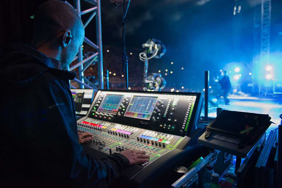 An Allen & Heath dLive mixing system covers FOH and monitor duties