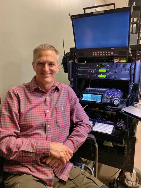 Production sound Mixer Phillip Palmer with his cart, including Lectrosonics Digital Hybrid Wireless