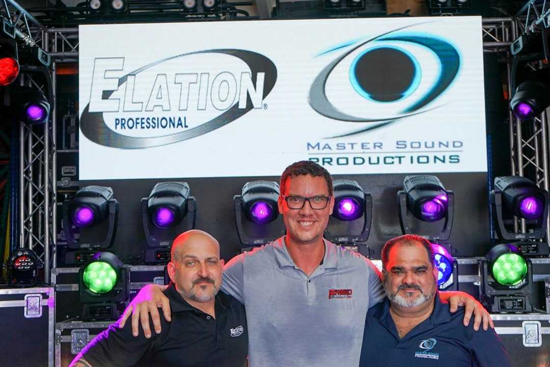 Gary Fallon (Elation), Dustin Pesnell (Freed Sales) and Lazaro Soto (Master Sound Productions)