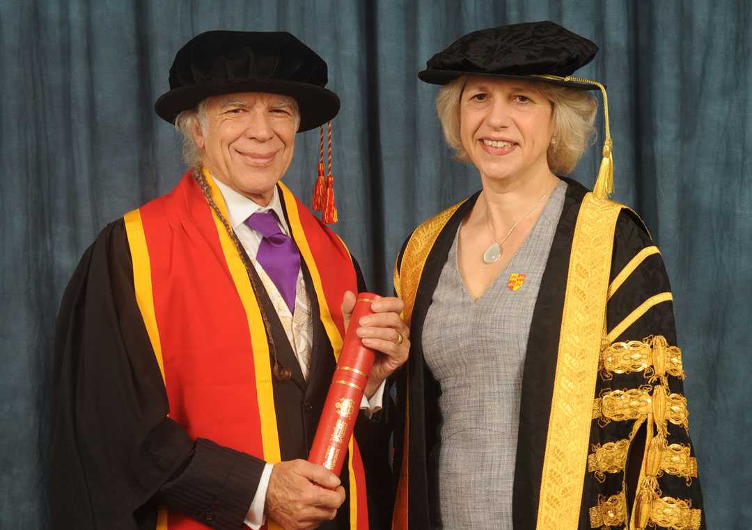 Tony Andrews was presented with an Honorary Fellowship by Wrexham Glyndŵr University