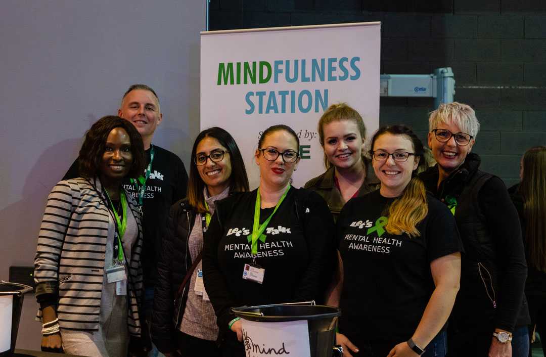 The Mental Health First Aiders at their mindfulness station at Resorts World Arena