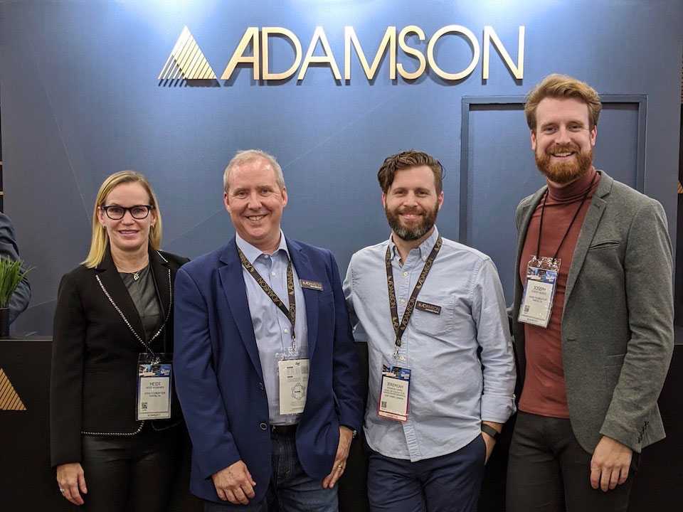 [L-R] AVIXA Foundation executive director Heidi Voorhees; Adamson CEO Marc Bertrand; Adamson head of education & applications Jeremiah Karni; AVIXA Foundation programme director Joseph Valerio introducing the Winding Roads Education Series