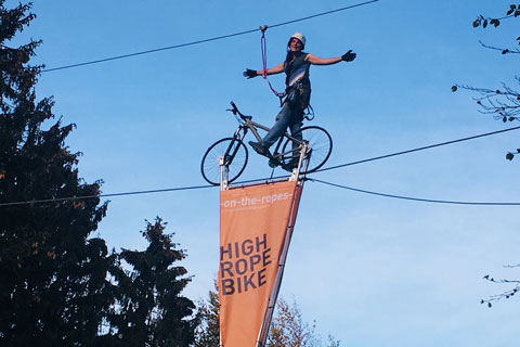 The High Rope Bike system is available for rent