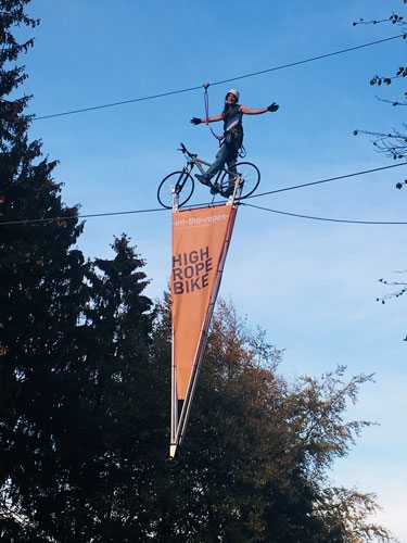 The High Rope Bike system is available for rent