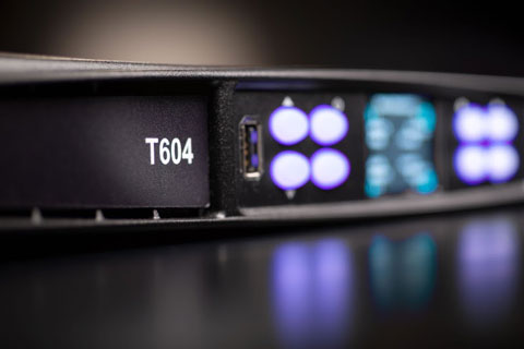 The T604 features input via Dante, AES3 and analogue