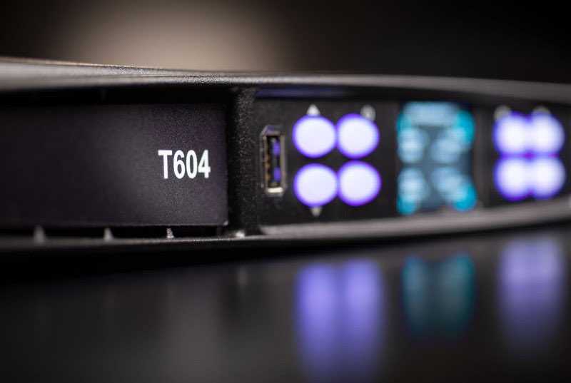 The T604 features input via Dante, AES3 and analogue