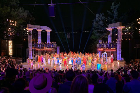 Hercules at the outdoor Delacorte Theatre in New York’s Central Park