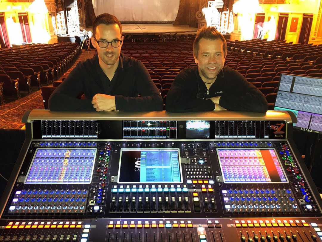 Wicked FOH engineer David Romich (left) and assistant sound engineer James Wilcox