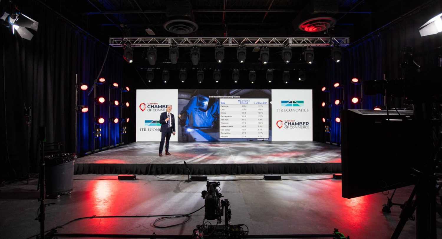 The large white video wall was made up of Chauvet Professional F2 panels