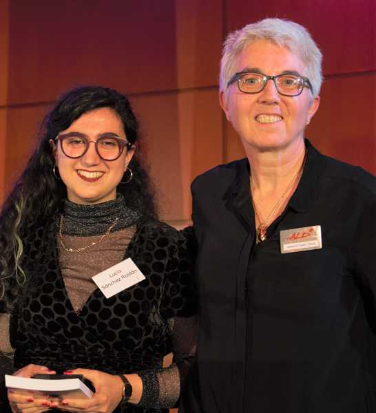 ast year’s winner of the Michael Northern Award for Lighting Design Lucia Sanchez Roldan receives her award from ALD chair Johanna Town