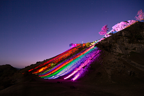 The all-volunteer group illuminated the hills and castle in vivid colours (photo: Eastwood Media)
