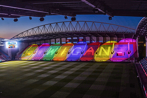 The Pointes light DW Stadium in a variety of vibrant colour combinations (photo: Bernard Platt)