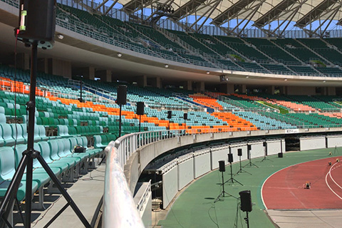The system’s usability was tested by placing 58 speaker units around Shizuoka Stadium