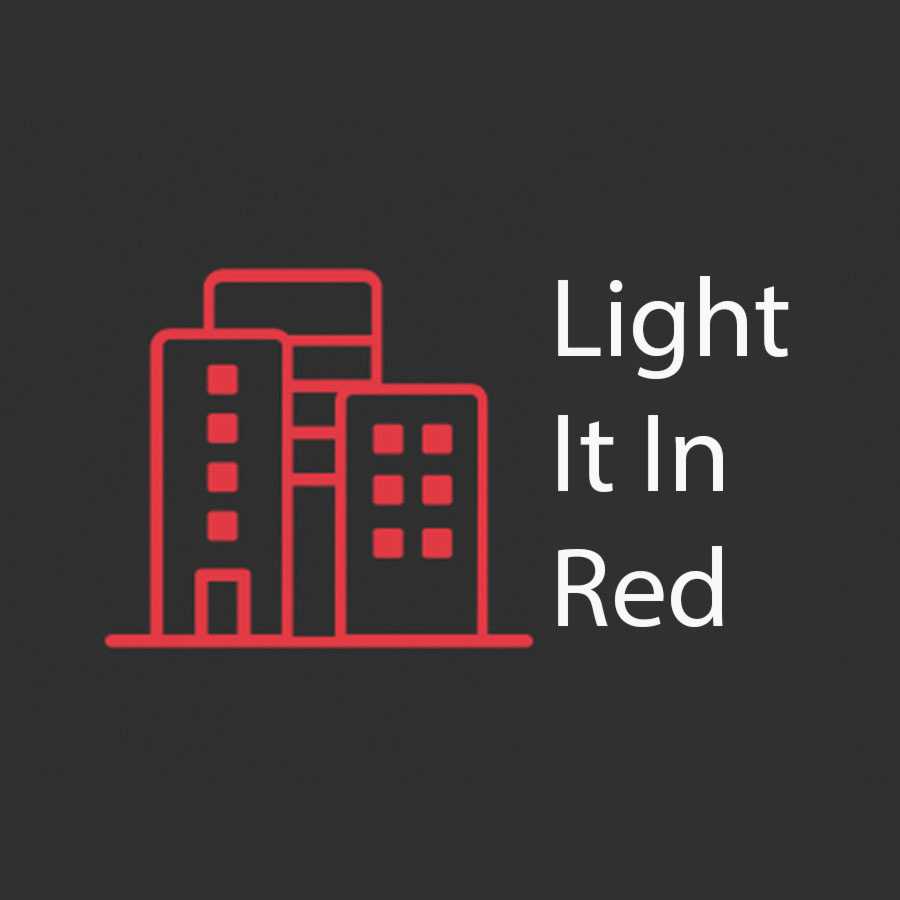 The #LightItInRed action was inspired by #NightofLight in Germany