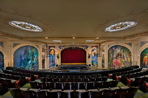 El Teatro features a series of 30ft murals and stained-glass roundels (© David Joseph, courtesy of Katz Architecture)