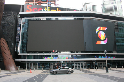 The location provides a nearly three-story-tall, high resolution LED wall for viewing games outdoors