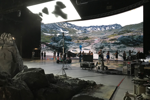 The virtual production set offers a dynamic backdrop for a variety of productions