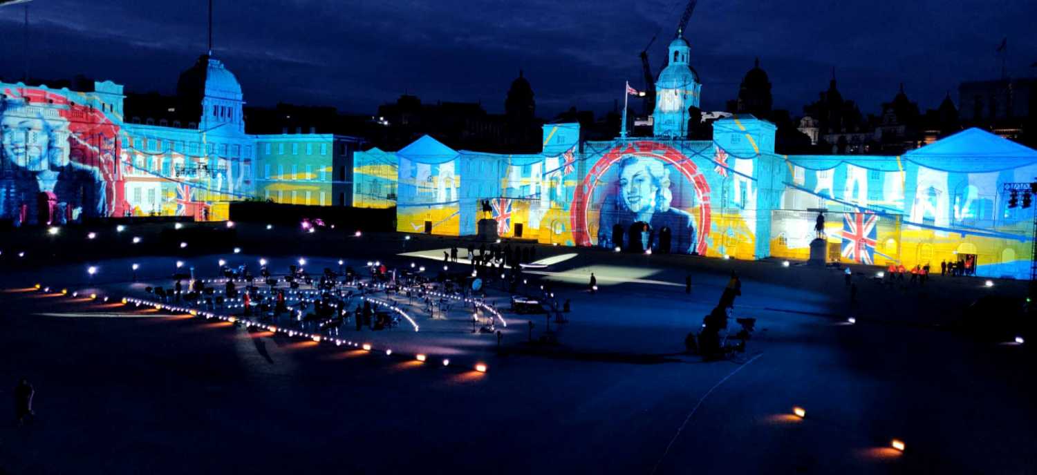 The decision was made by the BBC to cover almost the entirety of Horse Guards Parade with projection