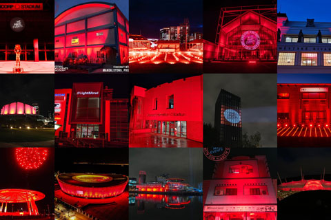 Thousands of buildings around the world lit up for the Global Day of Action (Photo: @wemakeeventsoff on Twitter)