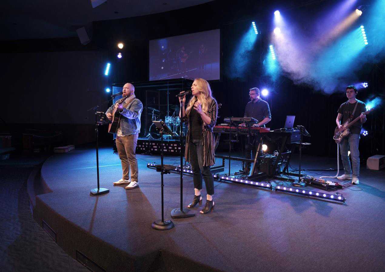 The Good News worship team performs a wide variety of musical styles