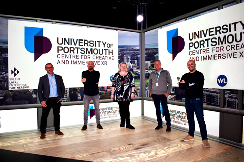 University of Portsmouth’s Trevor Keeble, Alex Counsell and Pippa Bostock with White Light’s  Richard Wilson and Andy Hook