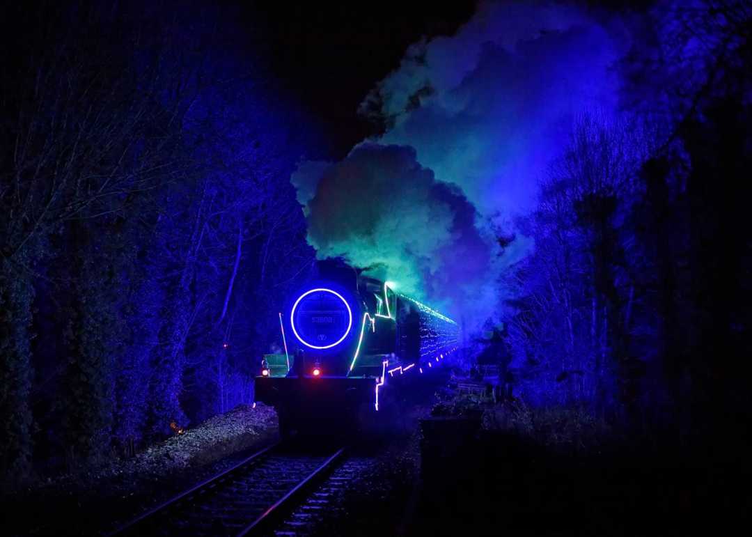 Each train is adorned with 14,000 individual fixtures