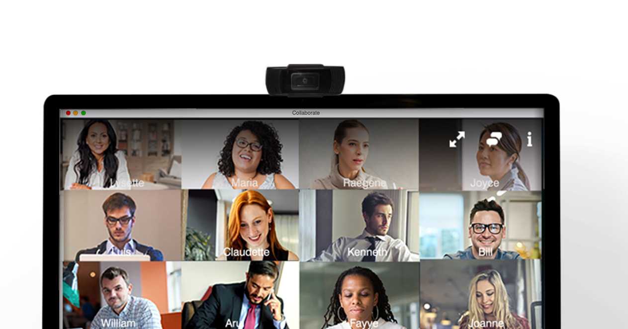 The UNITE 10 webcam from ClearOne in use on a laptop, helping to enable remote collaboration