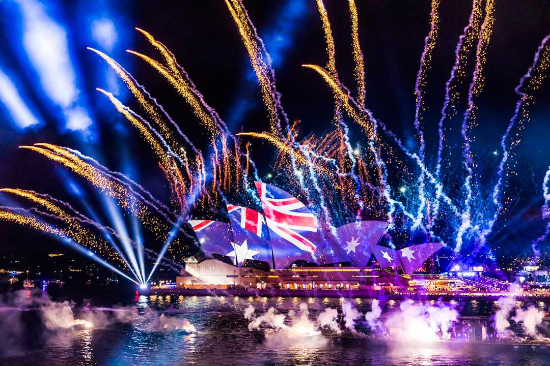 The Australia Day concert was held on the Sydney Opera House forecourt along with a spectacular fireworks display