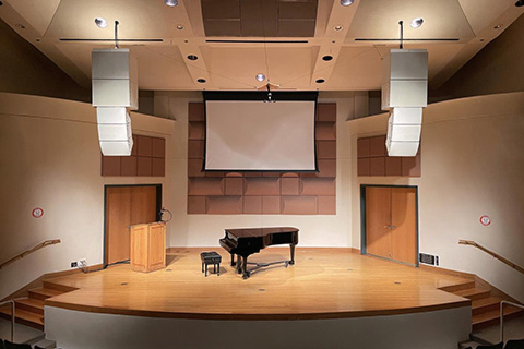 The intimate 147-seat Victor E. Clarke Recital Hall