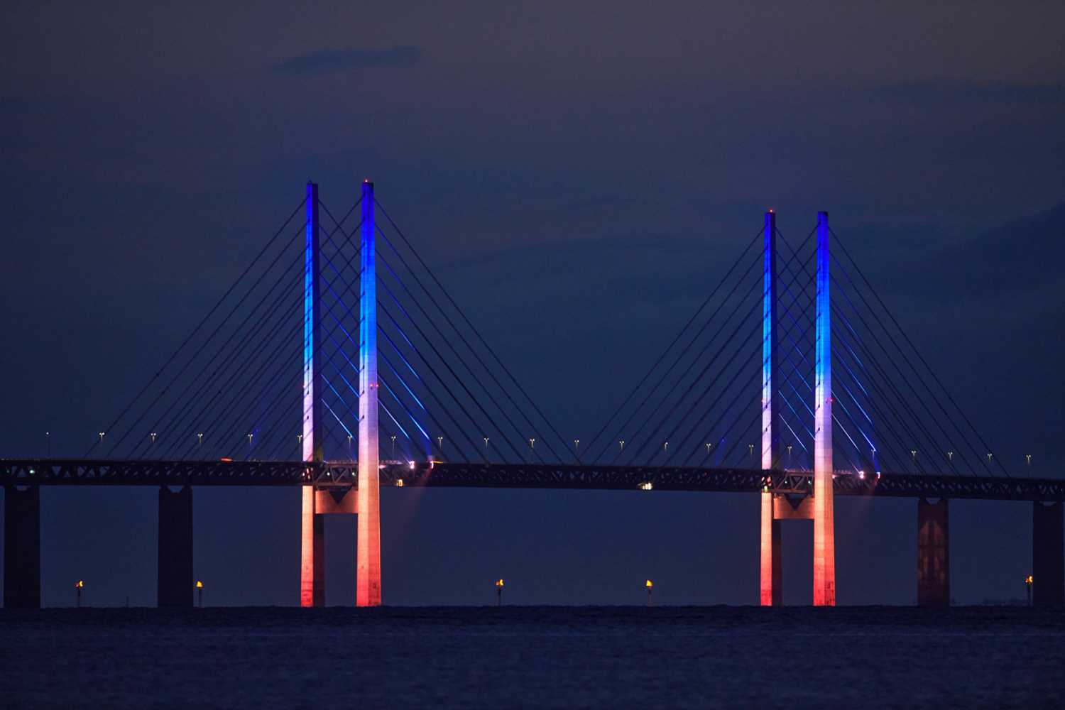 The Øresund Bridge is the longest combined road and rail bridge in Europe