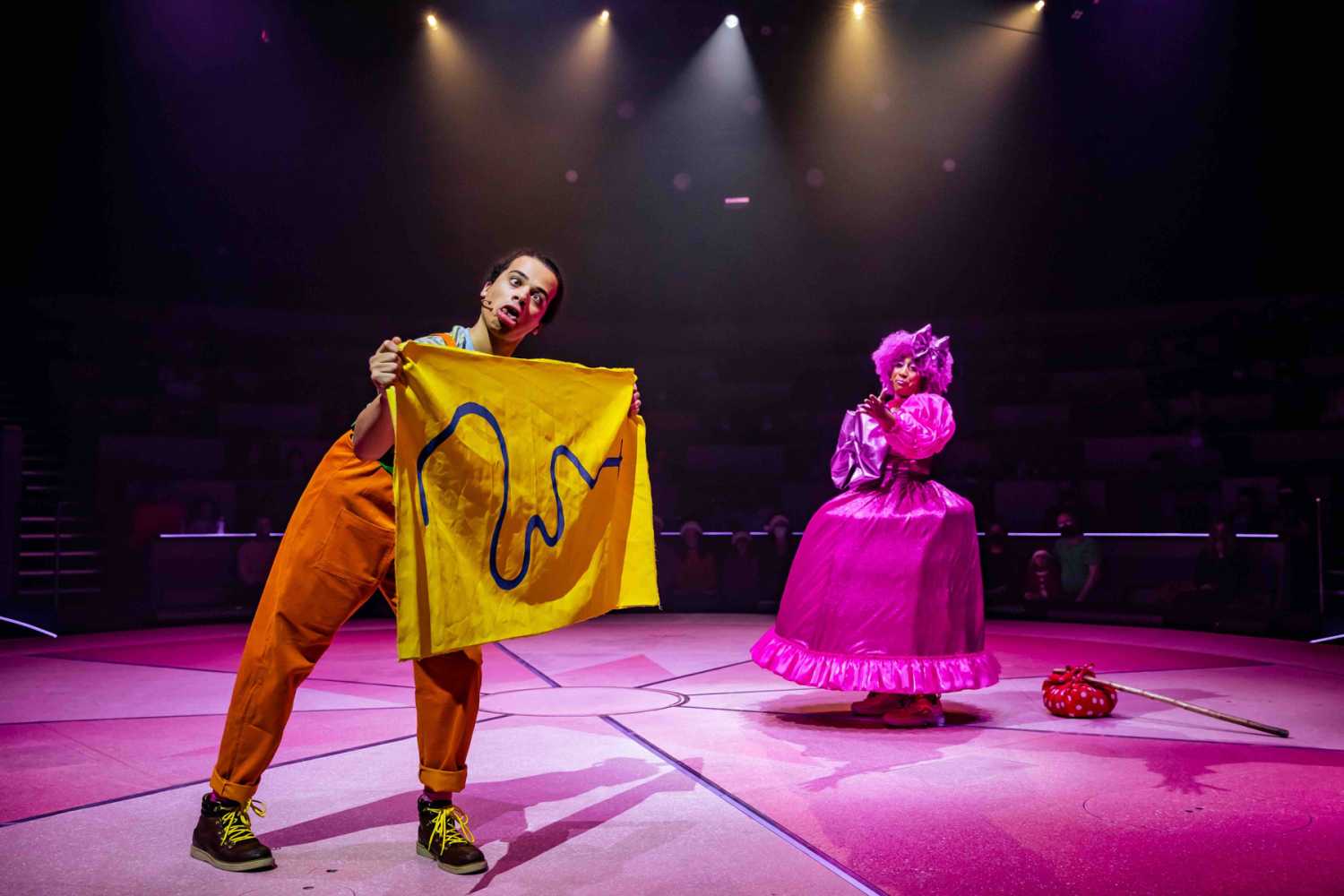 Lawrence Hodgson-Mullings and Melanie La Barrie in Dick Whittington at the National Theatre (photo: The Other Richard)