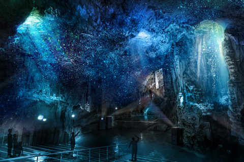 Through light, visitors will observe the life and development of the rock formations