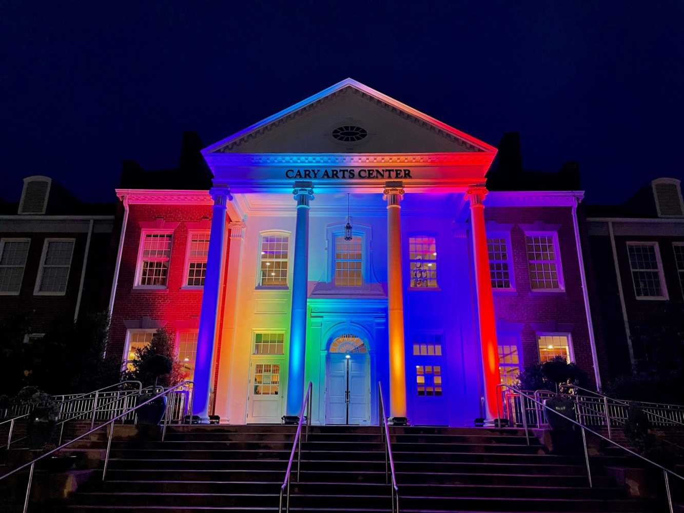 The centre glowed with a display of Pride Month colours