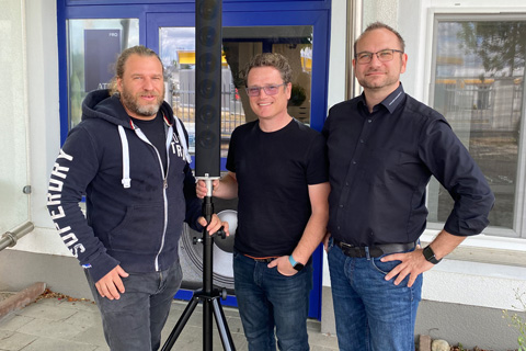 ATEC Pro’s CEO Manfred Prochazka and sales engineer Klaus Reim with head of global sales Pan Acoustics Johannes Kampert