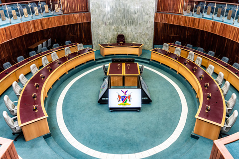 The government elected to augment the Cabinet Chamber with a sophisticated sound reinforcement and visual display system
