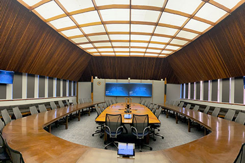 The university hosts high-profile meetings in the ornate Mills Room