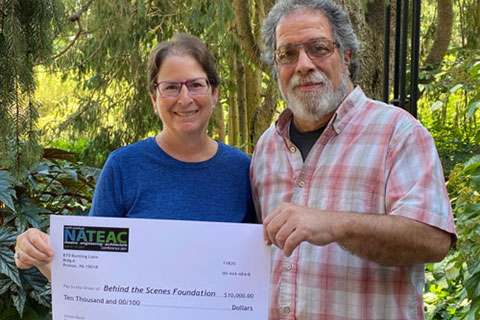Lori Rubinstein gratefully accepted the cheque from Bill Sapsis
