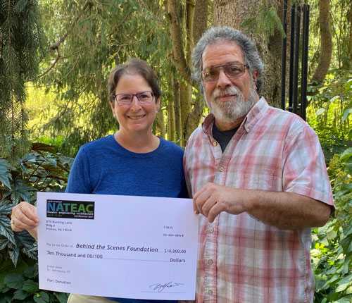 Lori Rubinstein gratefully accepted the cheque from Bill Sapsis