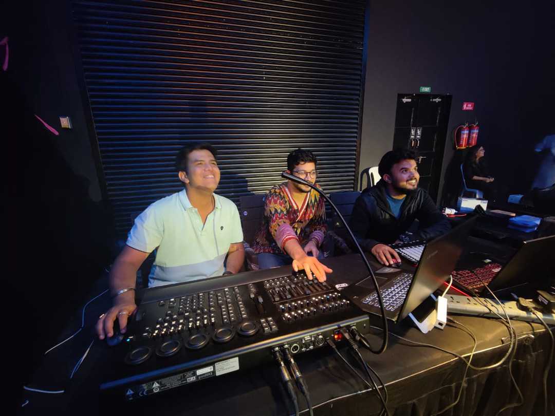 Sachin Dunakhe, lighting designer and operator Rahul Joglekar and Amey Pendharkar