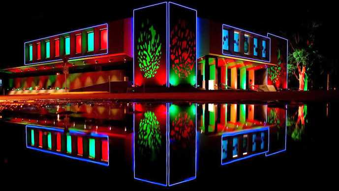 The project involves permanent coloured lighting and projection installations