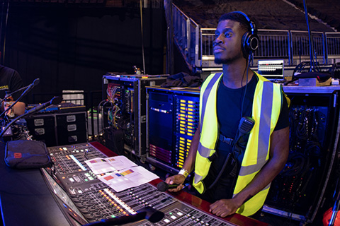 Monitor engineer Duriel Mensah using the Rivage PM10