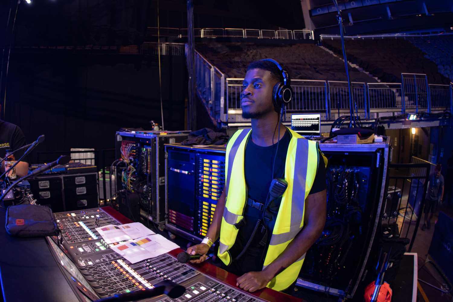 Monitor engineer Duriel Mensah using the Rivage PM10