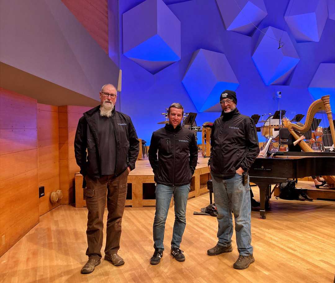 Minnesota Orchestra's audio crew Jim Pfitzinger, Joel Mooney, and Jay Perlman