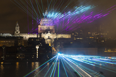 St. Paul’s famous dome was immersed in stunning web of lasers (photo: Andrew Baker)
